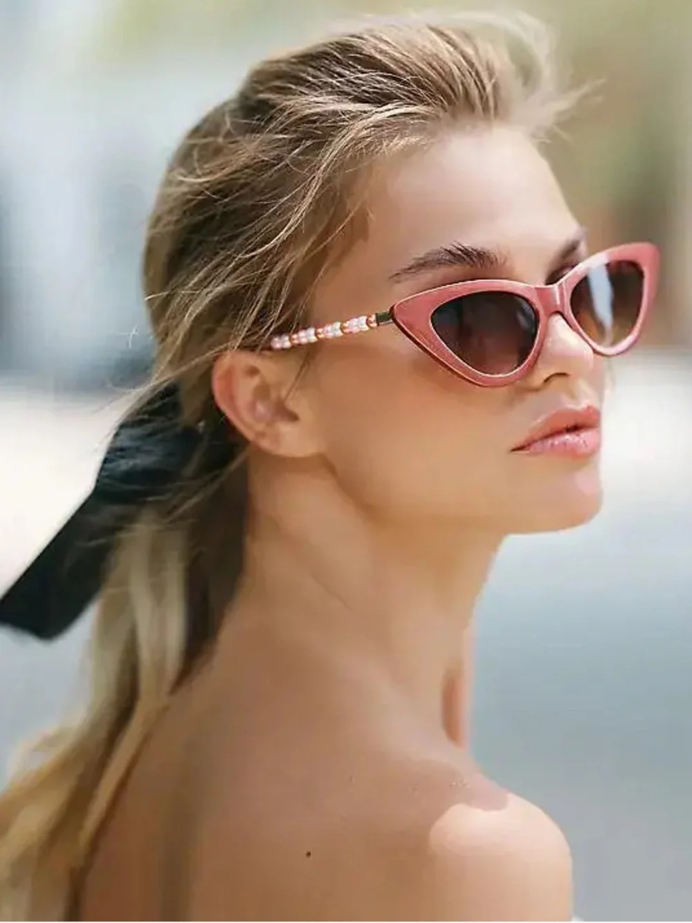 NWT Anthropologie Rose Chain Arm Cat eye sunglasses